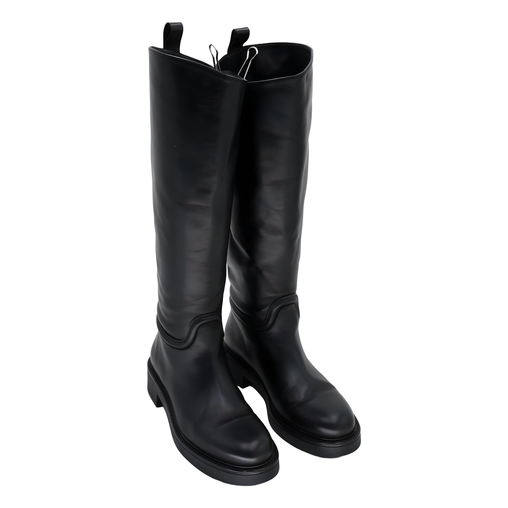 Stuart Weitzman Celia Black Leather Knee High Riding Boots Size 6B